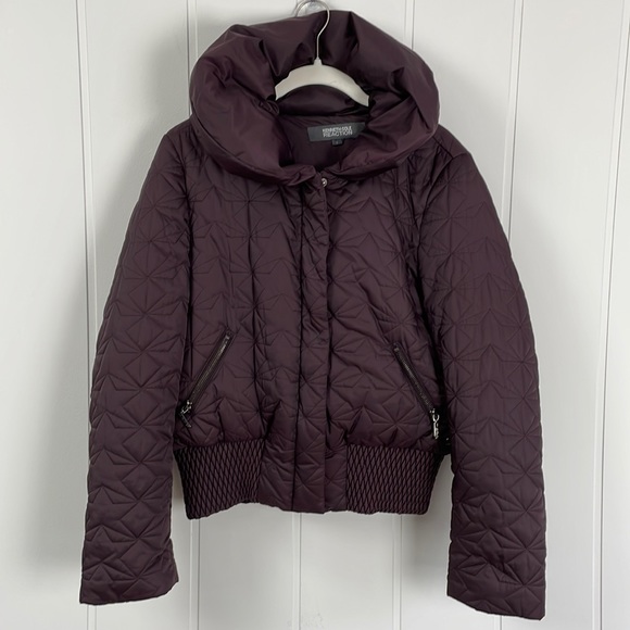 Kenneth Cole Reaction Puffer Coat Women's Size Large Shawl Collar Plum - Picture 1 of 14